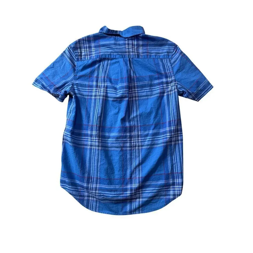 Ralph Lauren BOYS size 14/16; Collared,  short sleeve shirt, Blue Plaid print